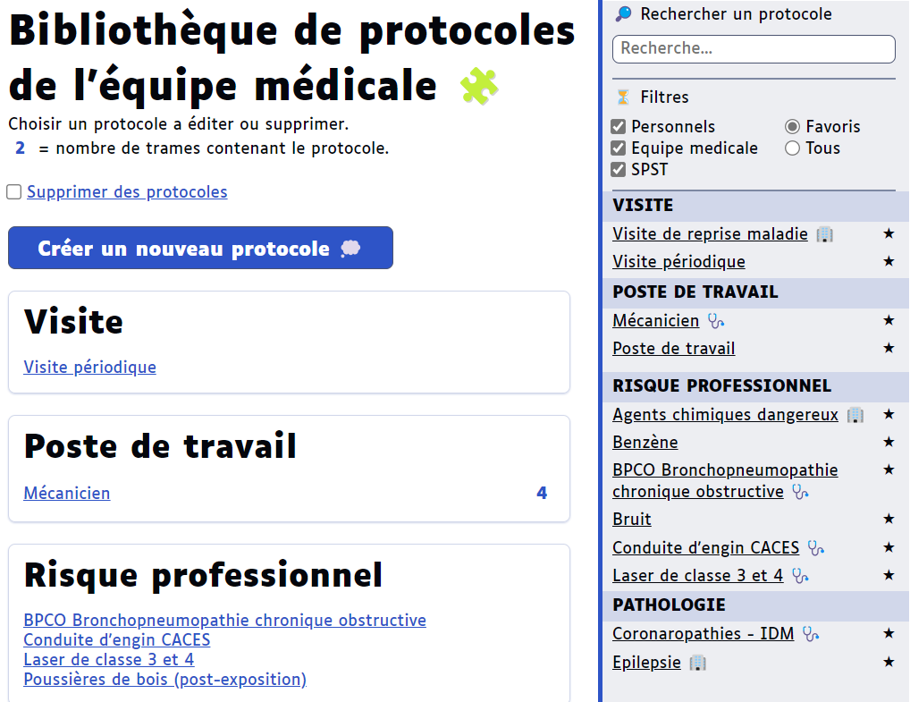 interface de création d'un nouveau protocole