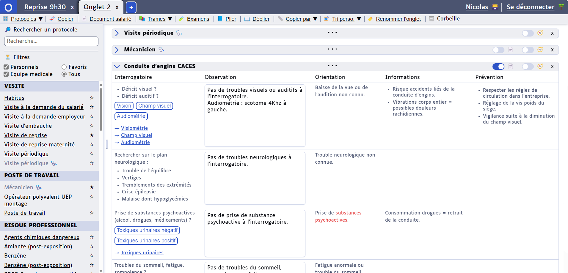 interface de l'application web osat.fr